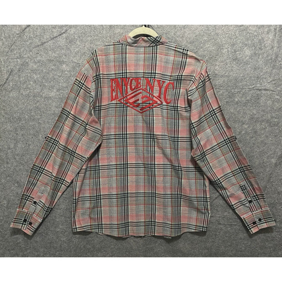 Enyce Button Up Shirt Mens 3XL Red Black‎ Plaid Embroidered Logo Roll Tab - Picture 1 of 8